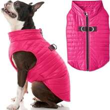 Gooby Chaleco Acolchado para Perro, Color Morado, Mediano, con Cremallera Ultrafina y Correa de Doble Anillo en D, Abrigo Resistente Agua para Perros pequeños, Ropa para Perros pequeños o medianos(X-Large chest (23.5") Rosa) - Multicolor - Ver 1