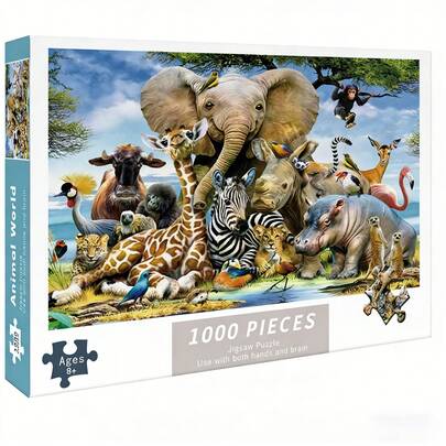 1000pcs Puzzle - Animal World, Size 75cm*50cm, Oil Painting Landscape, Adult Stress Relief, Decorative Art, Perfect Gift (Valentine's Day, Birthday)