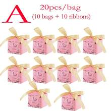 20pcs/Pack (10 Boxes + 10 Ribbons) Holiday Moon Flower Dates Candy Chocolate Gift Packaging Paper Boxes With Star Moon Flower Patterns, Multi-Color Options, Elegant Paper Box And Ribbon Set For Gift Wrapping - Multicolor - View 3