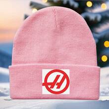 1 Piece, "Haas" Printed Knit Hat, Haas Team Couple's Warm Hat, Suitable For Autumn And Winter Comfort, Casual Holiday Gift, Everyday Accessory, Unisex, Fashionable , Versatile Knit Hat, Cold Hat, Warm Hat. - 亮黃的 - 查看 8