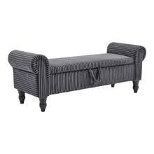 51.5" Storage Ottoman Bench For Bedroom, Mid-Century Upholstered End-Of-Bed Bench With Storage & Rolled Arms, Corduroy Storage Chest Footrest Padded Window Seat Shoe Cabinet Stool Accent Chair For Entryway Living Room Bedroom Home Decor, Grey - Dark Grey-Corduroy - 查看 9