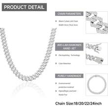 18K Gold Plated Cuban Link Chain Men Women 14mm Miami Out Zirconia Hop Jewelry 18-24 Inch(Silver) - 銀色 - 查看 7