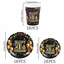 20岁生日派对一次性餐具套装，7/9英寸纸盘、纸杯，适用于节日、婚礼、订婚、生日、庆典、婚宴用品 - 彩色 - 查看 10