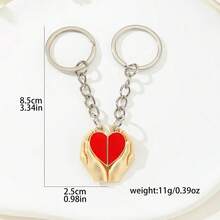 Heart-Shaped Keychain, Romantic Valentine's Day Key Chain Accessory, Unisex Couple Keyring, Memento Of Love And Friendship - Multicolor - View 4