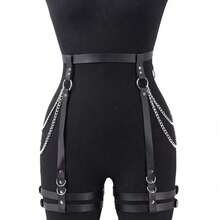 Women's Faux Leather Body Chain Waist Belt With Thigh Strap - Elegant & Sexy, Suitable For Everyday Wear And Party Outfits - Black - View 8