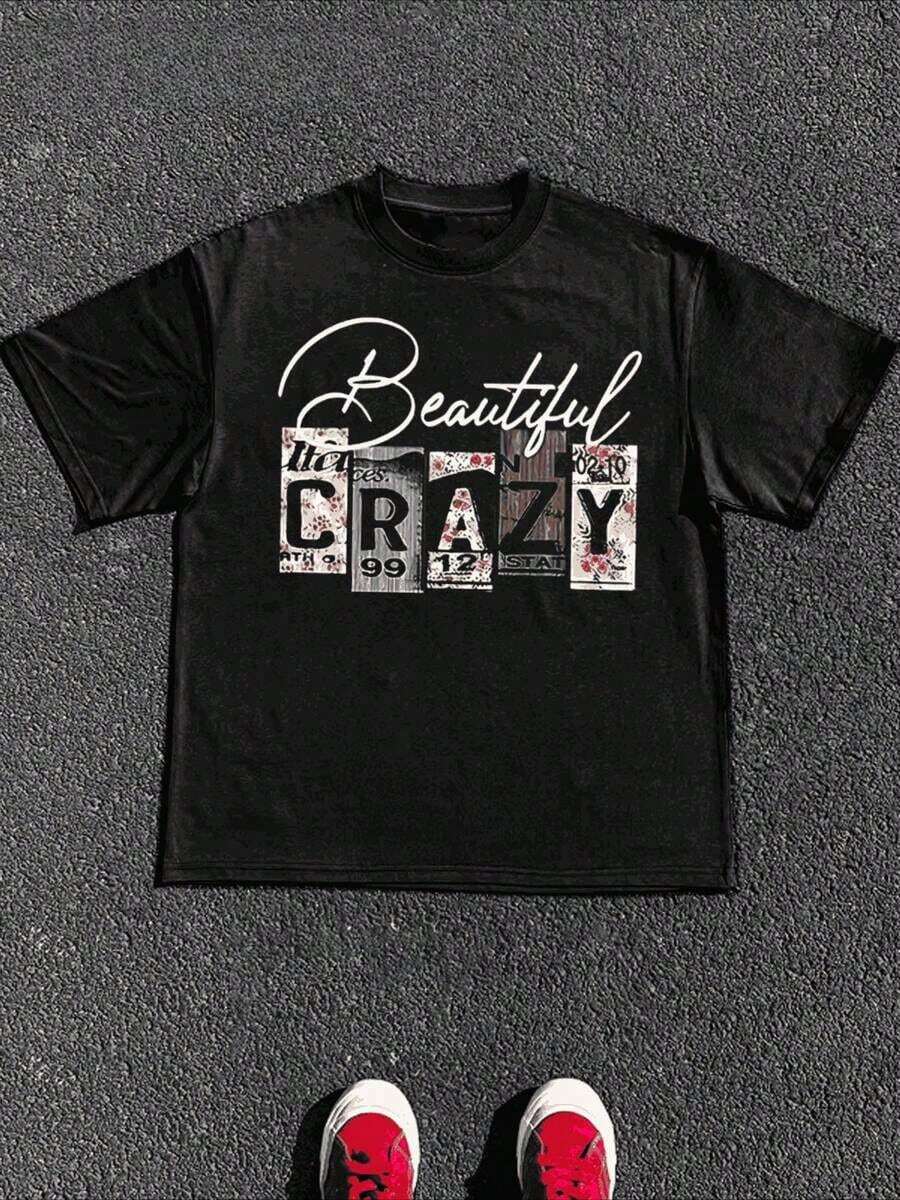 Graphic Cotton T-Shirt Sports 1 Pcs  Cotton Vintage Luke Combs Shirt, Luke Combs World Tour 2024 Graphic Print T Shirt Tops TEE  Heavy Cotton T Shirt Y2K,Oversize Plus Size Men's S To 5XL,Summer Tee - 黑色 - 查看 1