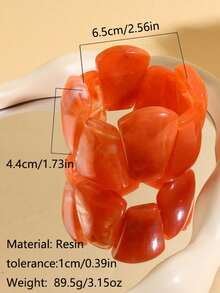 1pc New Elastic Thickened Bracelet Resin Geometric Tie Dye Bangle Bracelet Cuff, Vintage Bohemian Elegant Charm Beaded Bracelet Bangle, Fashion Jewelry Gift For Women, Girls, Ladies, Suitable For Daily Wear, Party, Travel