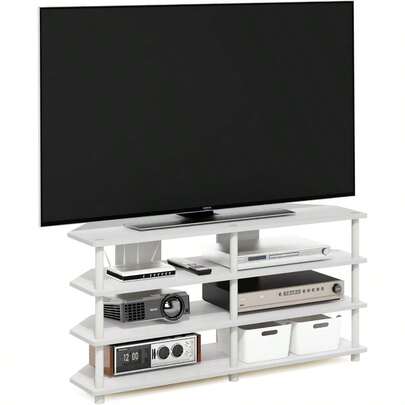 フリノ(Furinno) Econシリーズ コーナーテレビ台 55インチまで 4段 ホワイト/ホワイト【日本正規輸入品】24042WHWH