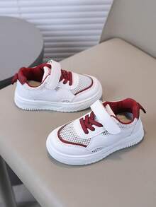 Giày thể thao cổ thấp thoáng khí bằng lưới cho trẻ em, giày trắng cho bé gái, giày thể thao đế dày cho bé trai, giày bệt cho học sinh. - Đỏ - Xem 3