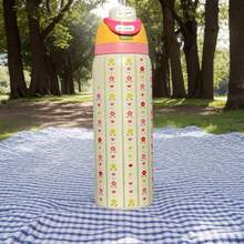 0walla 32oz Insulated Water Bottle Features A Vibrant Printed Design, Making It Stylish And Attractive. It Keeps Beverages Hot Or Cold For Up To 24 Hours. The Bottle Features A One-Touch Opening And A Built-In Straw, Offering Two Ways To Drink. A Convenient Handle Makes It Easy To Carry. The Large Capacity Meets Your Daily Hydration Needs, Making It A Fashionable And Practical Water Bottle Perfect For Commuting, Work, And School. - Coral Pink - View 5