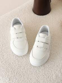 1双女士休闲白色运动鞋，百搭学生平底鞋 - 白色 - 查看 4