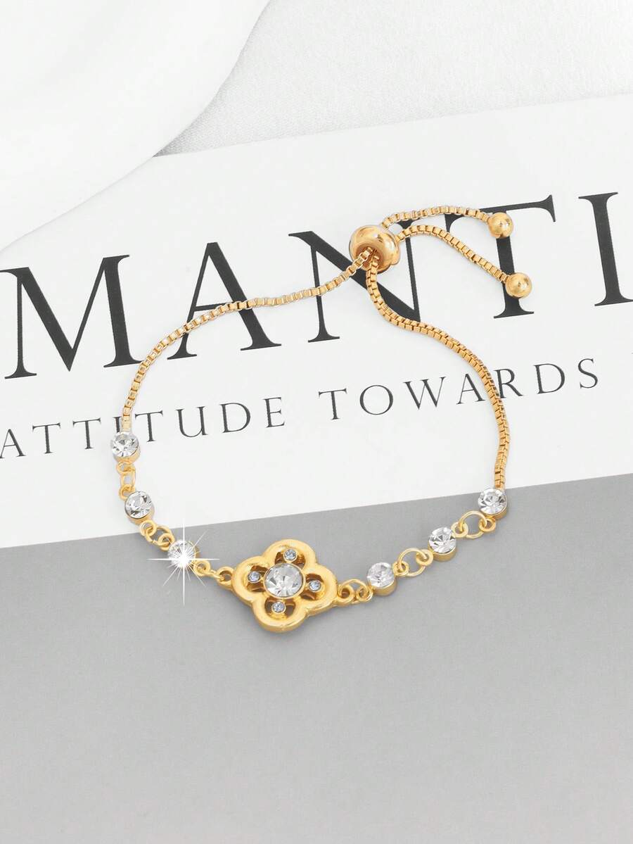 1pc Casual Vintage Floral Romantic French Style Adjustable Drawstring Bracelet - Yellow - View 1