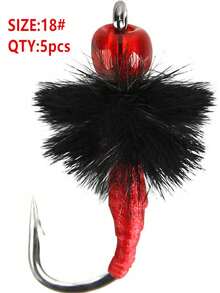 5pcs Fly Tying Hooks, Lure Modification Sunflower Seeds Sequins Non-Damaging Line Fish Hooks, Small White Strips Micro Lure Fishing Tackle Accessories - Red - View 8