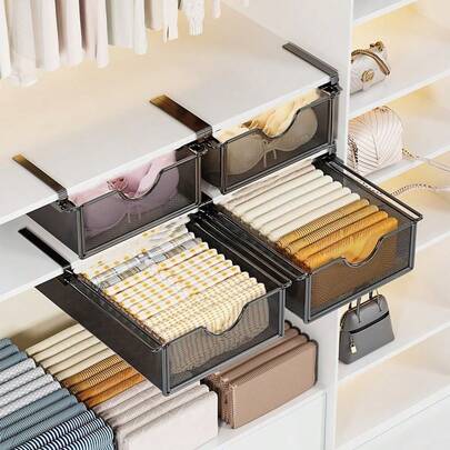 Closet Pull-Out Baskets Bra Underwear And Sock Organizer For Drawer Women College Dorm Room Essentials,Drawer Organizers And Hanging Shelves, Multifunctional Mesh Storage Basket ,Panties Space-Saving Pull-Out Organizer For Closet, Wardrobe, Bedroom,Kitchen Utensils,Drawer Dividers,Shelf Divider,Tools For Men