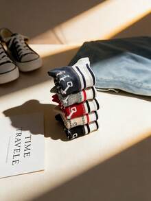 1/5 pares de calcetines de tobillo de poliéster para hombres, cordones multicolor con estampado de rayas, estilo casual deportivo universitario, ligeros y cómodos, versátiles, adecuados para uso diario, regalos de vacaciones, ideales para amigos, parejas, cumpleaños, Acción de Gracias, reuniones familiares, fiestas, los mejores calcetines de moda para parejas - Multicolor - Ver 3