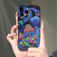 Mushroom Starry Sky Printed High-End Phone Case Suitable For Iphone 15, 14, 13, 12, 11 XS XR X 7, 8 Plus Pro Max Mini,Suitable For IPhone17 Air - 黑色 - 查看 3