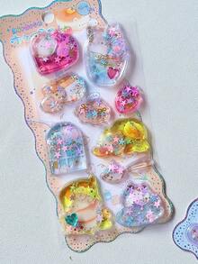 3D立体闪光摇摇贴纸，卡通装饰贴纸