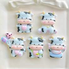 5pcs/8pcs/10pcs Cute Cartoon Cow Fridge Magnets, Oval Plastic Refrigerator Stickers And Whiteboard Decals, Suitable For Home And Office Decoration, Creative Educational Supplies, Magnetic Decorations - Multicolor - View 6