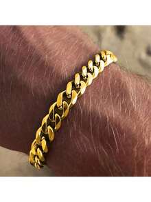 1pc Men's Simple Hip Hop Stainless Steel Chain Bracelet