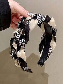 1pc Elegant Retro Style Woven Headband With Rhinestone Decor - Wide Non-Slip Women Hair Accessories, Minimalist Fashion Sparkling Party Polyester, Hair Band, Hair Hoop ,Head Piece ,Hairband For Women - 彩色 - 查看 3