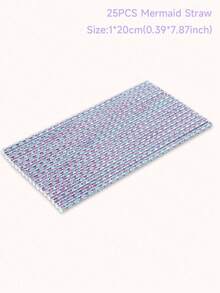 25pcs Purple Mermaid Shaped Paper Straws, Disposable Tableware Straws Suitable For Mermaid Themed Birthday Party, Wedding, Bridal Shower, Holiday Party - Purple - View 4