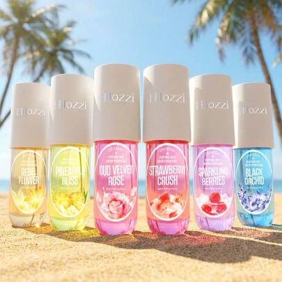  Hllozzi 90毫升身体香氛喷雾 - 6种香型：玫瑰、草莓、月桂、叛逆之花、菠萝和黑兰花。完美的情人节香氛，适合约会、通勤、居家放松或外出。便携持久，是理想的情人节礼物。