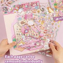 17张巨型贴纸书，DIY房屋贴纸，包含6个场景、9种材料、2张参考图、3D微缩房屋贴纸、剪贴簿贴纸、风景贴纸、手册贴纸，可重复使用，多种尺寸可选 - 彩色 - 查看 4