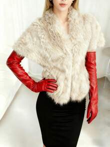 1 Pair 50cm Women's Long Leather Gloves, Warm PU Long Arm Sleeves Suitable For Daily Wear, Street, Party, Holiday, Cosplay, Valentine's Date - A - View 9