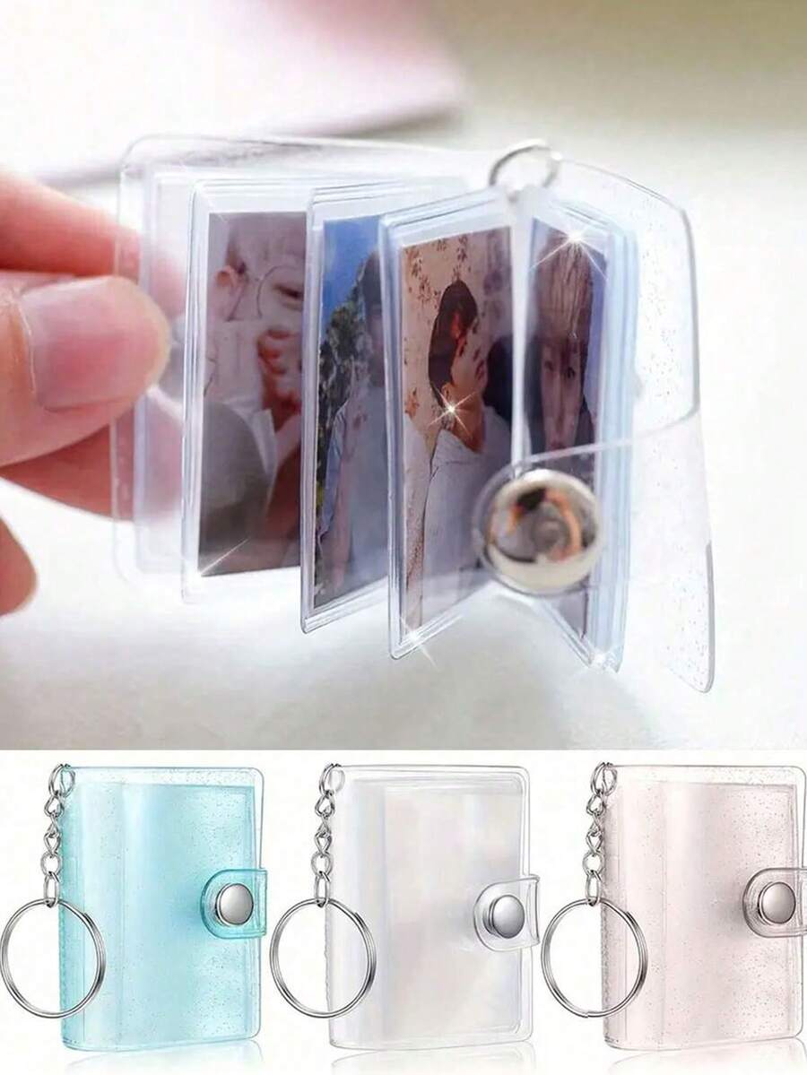 0.5 Inch Mini DIY Photo Album With Keychain, Minimalist & Fashionable Student Backpack Insert Album, Document & Photo Storage, Card Holder Album, Back To School Supplies, Cute Stationery, Campus Style, Stationery, Back To School - Ideal For Couples & Best Friends - Perfect Valentine's Day Gift - Multicolor - View 1