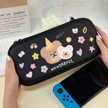 /Switch 2 Carrying Case, Cute Bear Crystal Sticker Design, Holds Console And Game Cards