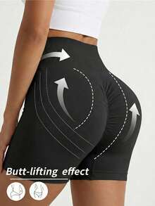 女士无缝收腹塑身内裤，透气运动休闲舒适内裤 - 黑色 - 查看 7