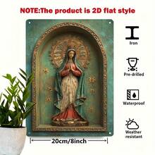 2D Flat Virgin Mary Statue - Precious Metal Wall Decoration, Rust-Resistant Tin Plate With Hook, Frameless Indoor/Outdoor Decor, Starry Sky Background Design, Spiritual Gift For School Or Office - Multiple - View 1