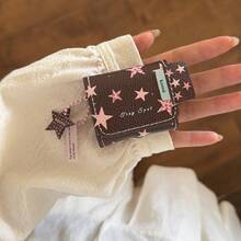 1pc Ins Korean Style Pink & Blue Leather Flip Cover Quilted Star Design Earphone Protective Case Compatible With Apple 4/Pro 3, New Version - Multicolor - View 12