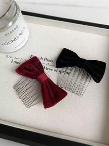 Velvet Bow Bangs Hair Clip, Minimalist & Sweet Hair Accessory - Multicolor - View 3