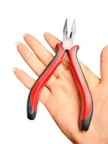 2件套接发工具套装 - 接发钳、拉环钩、不锈钢镊子、不锈钢尖嘴钳、钢丝钩、美发造型工具