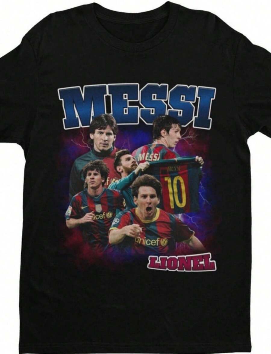 Homage _ Barcelona Football T Shirt _ Football _ Soccer _ Fan _ Lionel Mes - 黑色 - 查看 1