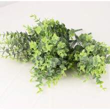 2/4pcs 35-Head Artificial Eucalyptus Leaf Bouquet, Bridal Bouquet Decor Material, Valentine's Day Gift Decor, Plastic Flower Pot Planter Accessories, Home Decor, Outdoor Garden, Windowsill, Bathroom Decor, Valentine's Day, New Year, Birthday Party Decor - Green With Pink - View 10