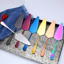 1pc Stainless Steel Baking Spatula, Triangular Cheese Knife, Pie Server Blade, Serrated Edge Baking Tool Cake Slicer, Cake Icing Spatula, Suitable For Kitchen, Restaurant, Party, Dishwasher - Multicolor - View 6