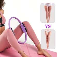 2pcs/Set Pilates Ring Set, Home Workout Yoga Circle & Resistance Band, Essential For Shaping, Fitness Set - Pink - View 3