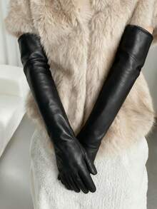 1 Pair 50cm Women's Long Leather Gloves, Warm PU Long Arm Sleeves Suitable For Daily Wear, Street, Party, Holiday, Cosplay, Valentine's Date - A - View 12