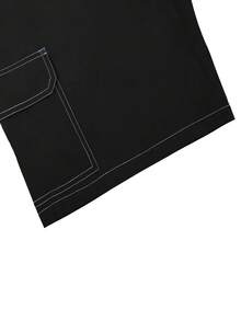 1 件男士拼色印花休闲短裤，户外健身跑步运动训练健身房宽松短裤，百搭日常通勤时尚街头嘻哈夏季沙滩度假短裤 - 黑色 - 查看 6