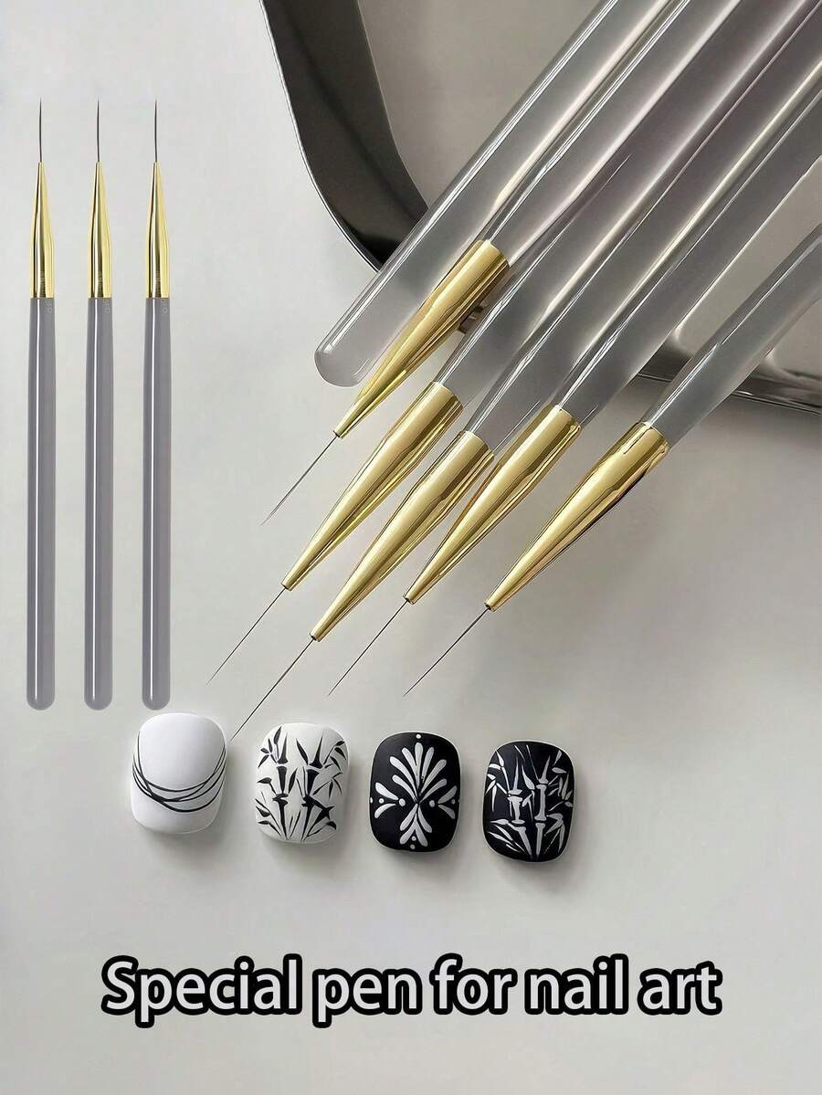 5 قطع/مجموعة فرش تحديد الأظافر، مصنوعة من ألياف النايلون فائقة الطول ذات التصاق جيد. مقبض فرشاة ناعم ومرن، خالي من الروائح. مناسبة لرسم أنماط فنية على الأظافر وتصاميم دقيقة، يمكن استخدامها لرسم الخطوط والطلاء والتلوين وأغراض فن الأظافر الأخرى. - متعدد الألوان - مشاهدة 1