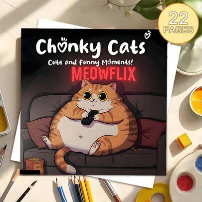 Whispers Of Chonky Feline Bliss: A Coloring Ode To Catty Coziness,(22-Page Upgraded Thick Paper) Coloring Book, Valentine's Day, Birthday, And Other Festivals. Painting And School Supplies, Books, Coloring Books, Halloween, Back-To-School Gifts, Colorful Books, Adults, Christmas Gifts, Art Supplies, Art Supplies, DIY Creative Leisure, Graffiti Art Books.