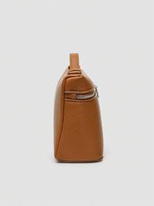 1 pieza de bolso de hombro cuadrado de PU con textura de lichi en color sólido, bolso pequeño para mujer, adecuado para combinar con la moda diaria, salidas, compras, fiestas, bolso elegante - Marrón 2 - Ver 4