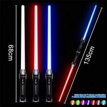 JCH-Sable de luz LED para 2 en 1 Cuchillas Dobles con Sonidos FX con Mango Realista con Seis baterías # 7 7 Colores 2 en 1 - como en la foto - Ver 3