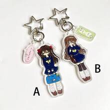 1个原装亚克力钥匙扣，长发可爱女孩造型，休闲时尚，适合送给女朋友、闺蜜、Y2K复古风学生妹、休闲派对、包包、手机等，也适合学校、公司活动、送给父母、毕业生和老师。 - 彩色 - 查看 8