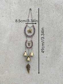 1pc Lucky Love Wind Chime, Vintage Iron Horseshoe Hanging Decor, Rustic Bell Wind Chime For Garden, Patio, Window - No Electricity Needed, Romantic Indoor/Outdoor Decoration - Valentine's Day Gift - Yard Accessory, Farmhouse Charm, Decorative Hanging - Bronze - View 3