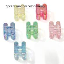 5pcs Acrylic 3D Transparent Colorful Large Hole Jelly Letter Beads, Random Mixed Colors, For Handmade DIY Jewelry Making Necklace Bracelet Earrings Bag Chain Keychain Keyring Clothing Zipper Accessories Pendant - Multicolor - View 25