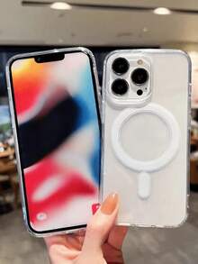 1PC Transparent Luxury Magnetic Charge Case Compatible With IPhone 17 16 15 14 13 12 11 Pro Plus Max Air XSmax XR X/Xs 7/8 Plus 7/8 Ultra-Clear Acrylic Slim Case - Clear - View 3