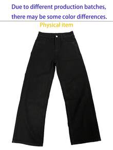 少女直筒黑色牛仔裤 - 黑色 - 查看 7